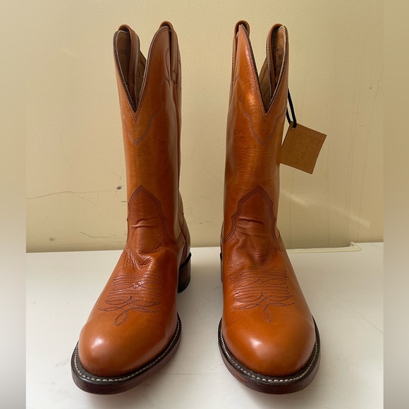 NET Alberta Boot Brown Cowhide Leather Western Cowboy Boots Women Size 9 US - Picture 2 of 9
